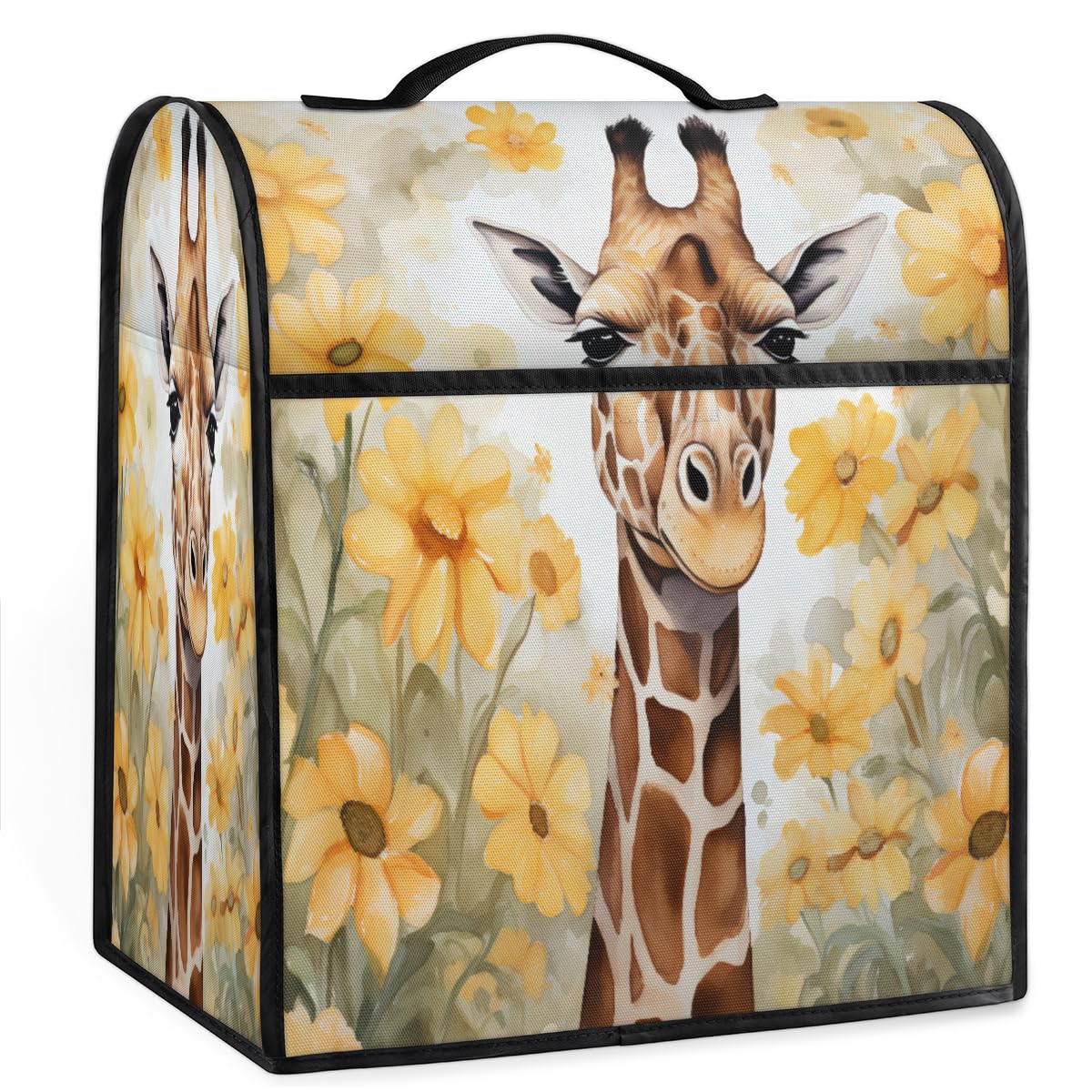 Coffee Maker Cover Flower Giraffe Kitchen Appliance Covers Small Appliance Covers Blender Cover Juicer Cover Dust Covers for Kitchen Appliances with Top Handle and Pockets,Washable,C932