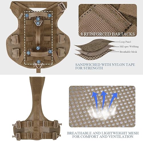 Miniatura 4 de PETAC GEAR Tactical Dog Harness No Pull for Large K9 Working Dogs Military Dogs Vest Police Service Training Dogs Molle Harnesses with Handle