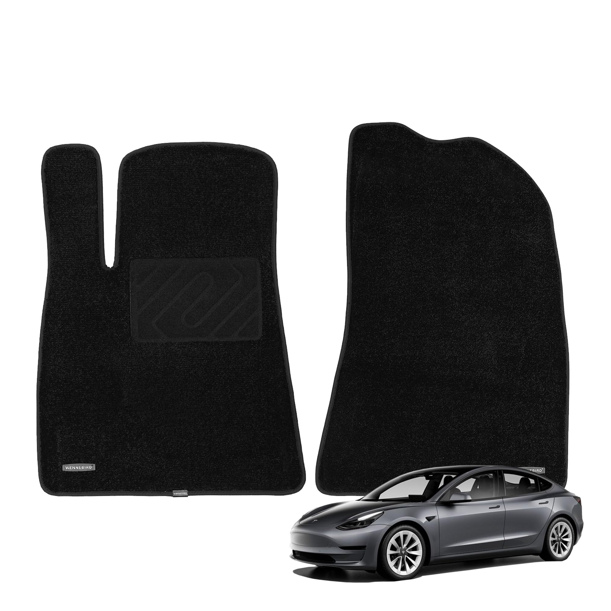 WENNEBIRDSuperior Carpet Front Row Floor Mats for 2017-2023 Tesla Model 3, Premium All Weather Anti-Slip Waterproof Floor Liners, 0.6 Inch Thickness Rugs, Car Interior Accessories - 2pc