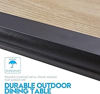 Vista 4 de Mesa de comedor para exterior, mesa cuadrada para terraza con orificio para sombrilla