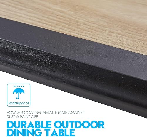 Miniatura 4 de Mesa de comedor para exterior, mesa cuadrada para terraza con orificio para sombrilla