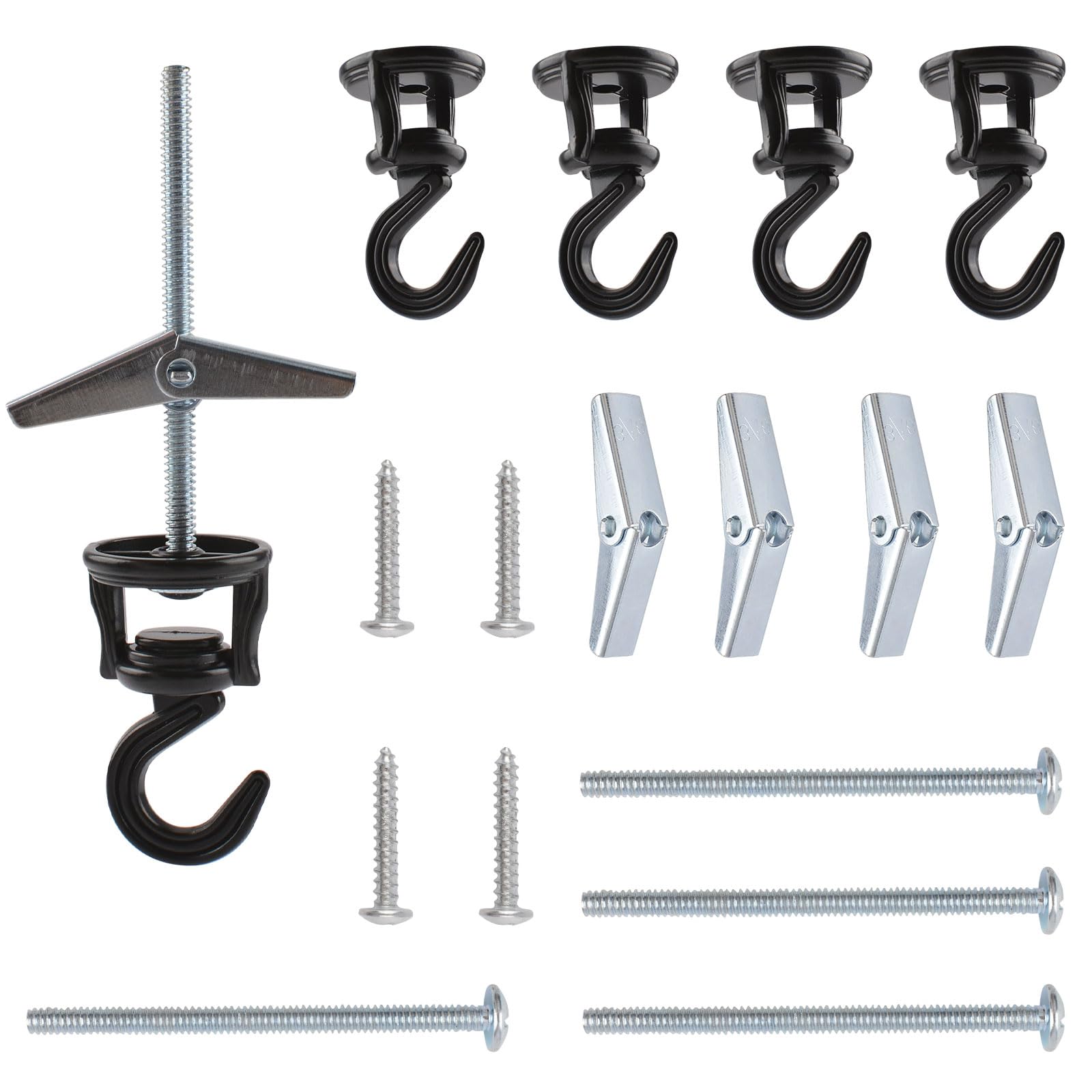 INCREWAY 4pcs Rotary Ceiling Hook, Black Heavy Duty Rotatable Ceiling Hook, Swag Lamp Hook for Hanging Plants Chandelier Basket — image 1