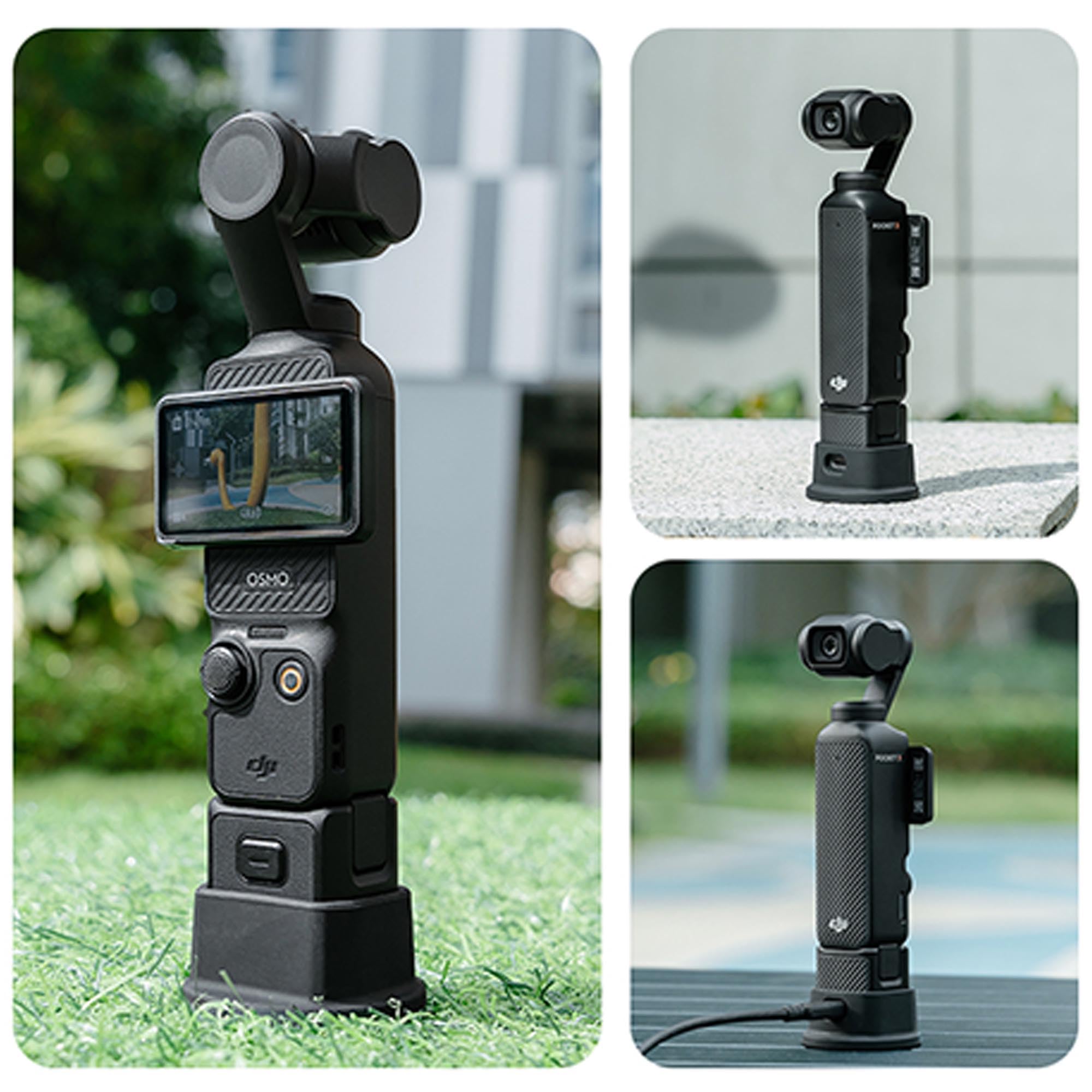 FiTSTILL Silikonbasis Für DJI Osmo Pocket 3 – 8 Cm, Waschbarer Kleber, Mit Ladeanschluss