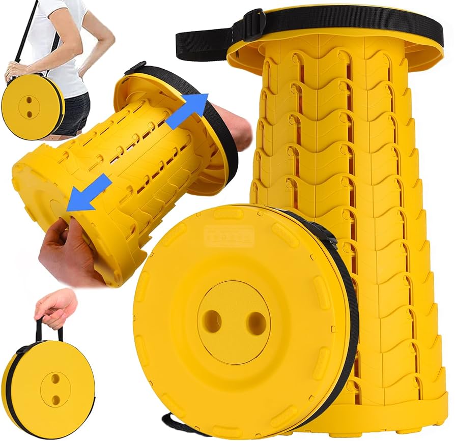 Collapsible Stool With Cushion For All Activities - Portable Foldable Stool: On-The-Go Sitting - Pop Up Stool For Adults For Instant Relaxation - Portable Stools For Adults Heavy Duty Max Load 550