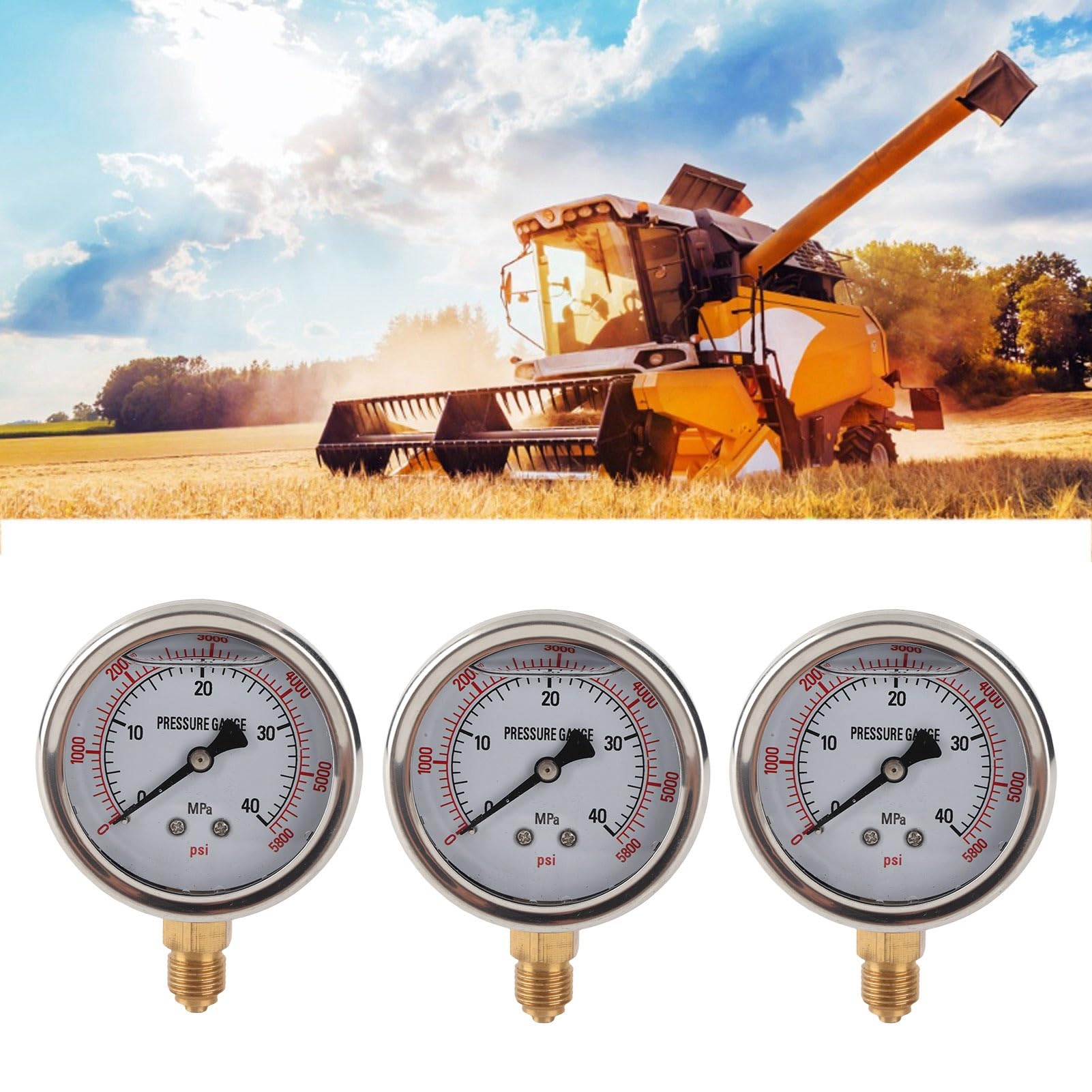 Kit di Prova della Pressione idraulica, Kit di Prova della Pressione idraulica 25 40 60 MPa Manometro per Escavatore con 8 Giunti per manometro elettromeccanico