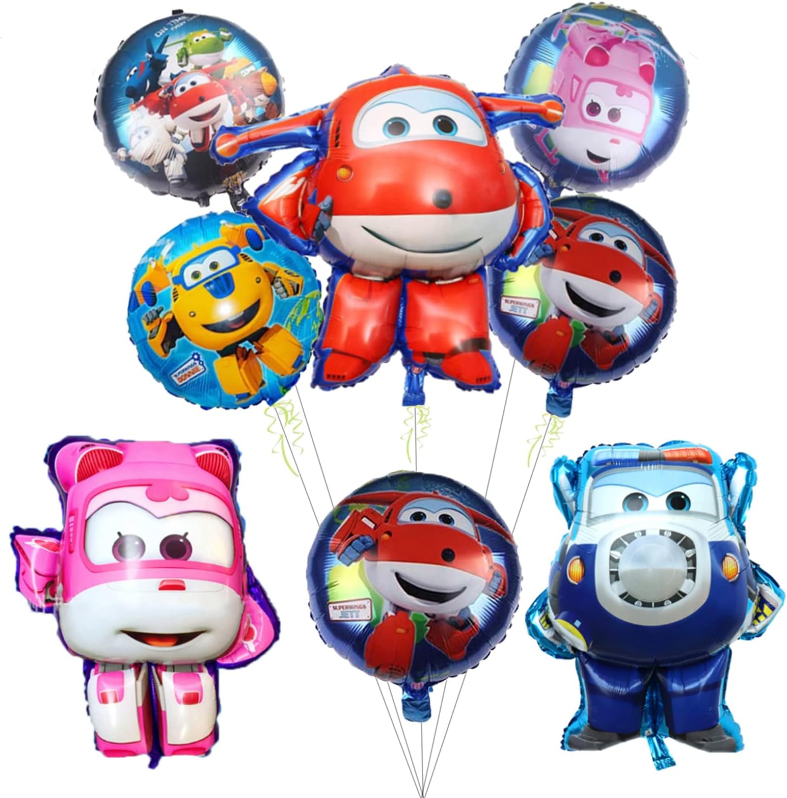 9PCS Super Wings Balloons for Kids Birthday Baby Shower Party Decorations