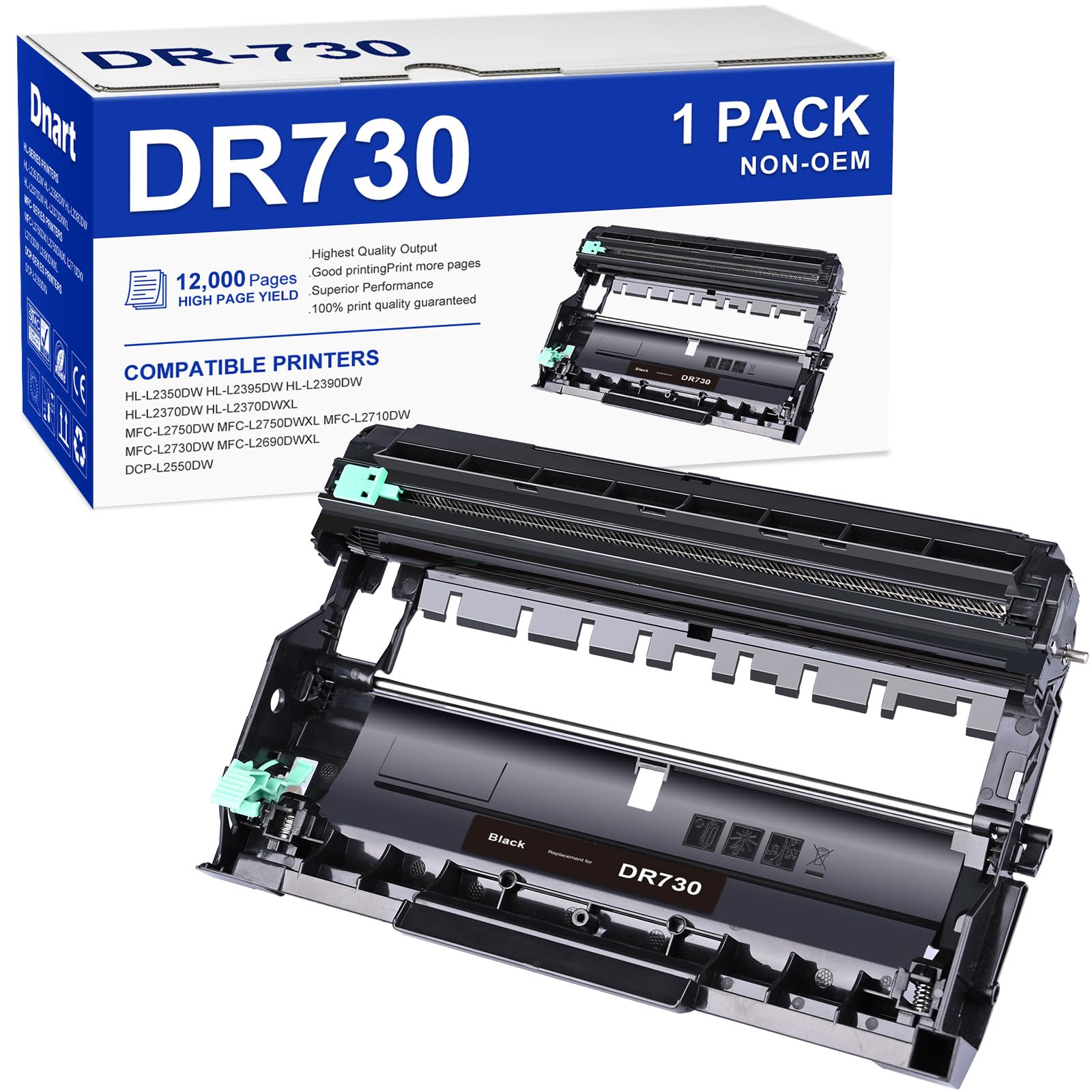 DR730 Drum Unit (Not Toner) Replacement for Brother DR 730 DR-730 DR760 DR-760 Work with DCP-L2550DW HL-L2390DW MFC-L2710DW MFC-L2730DW MFC-L2750DW HL-L2350DW HL-L2395DW Printers (1 Pack)