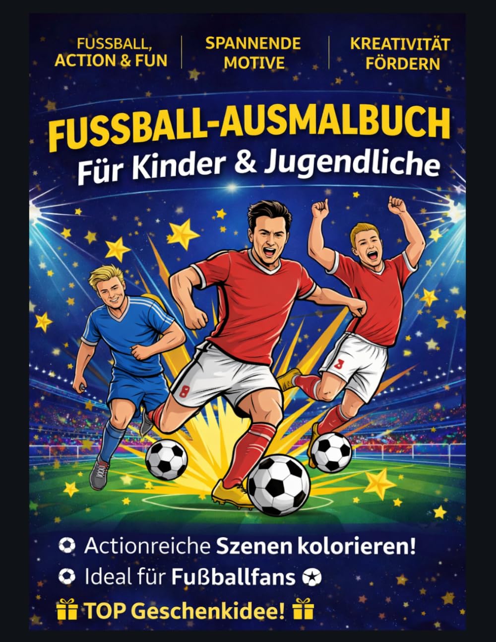 Fußball-Legenden zum Ausmalen: Ausmalbuch für Kinder & Jugendliche mit actionreichen Fußballspielern
