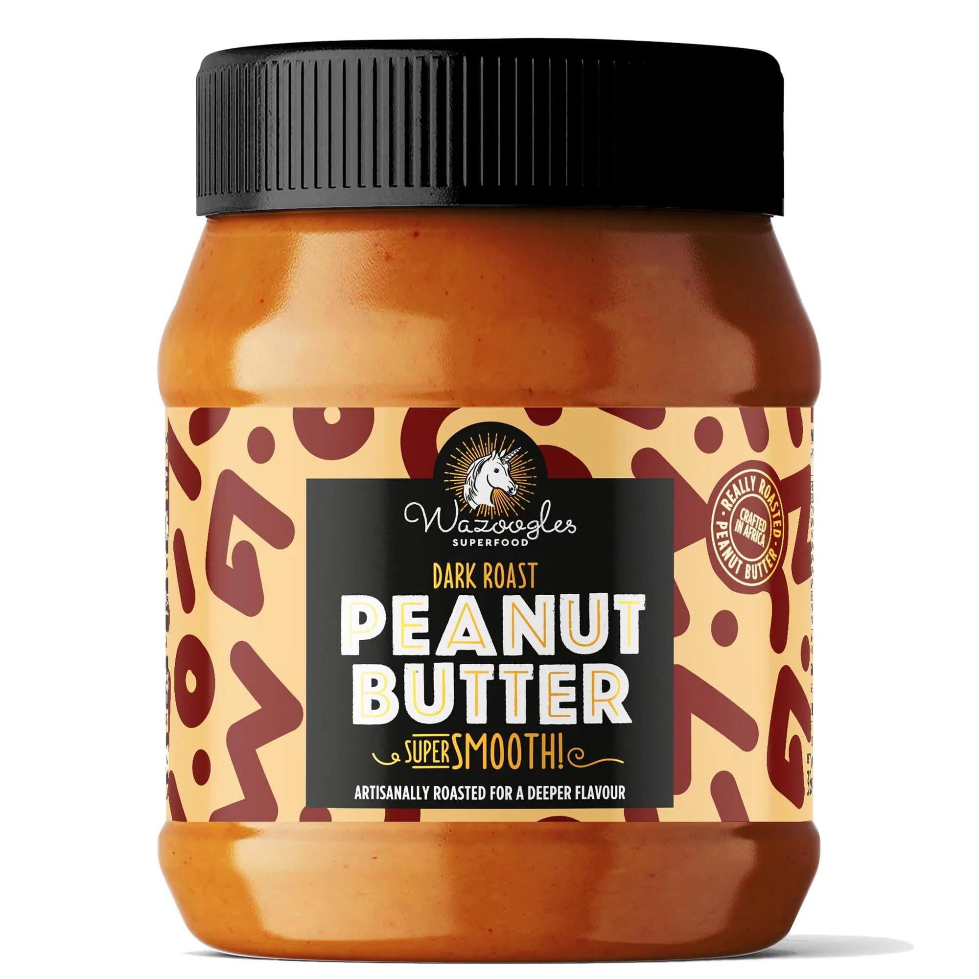 Wazoogles Peanut Butter, Dark Roast Super Smooth, 400g | Roasted Longer For Deeper Flavour | No Added Sugar| No Added Oil | All Natural | Dark Roast Peanut Butter