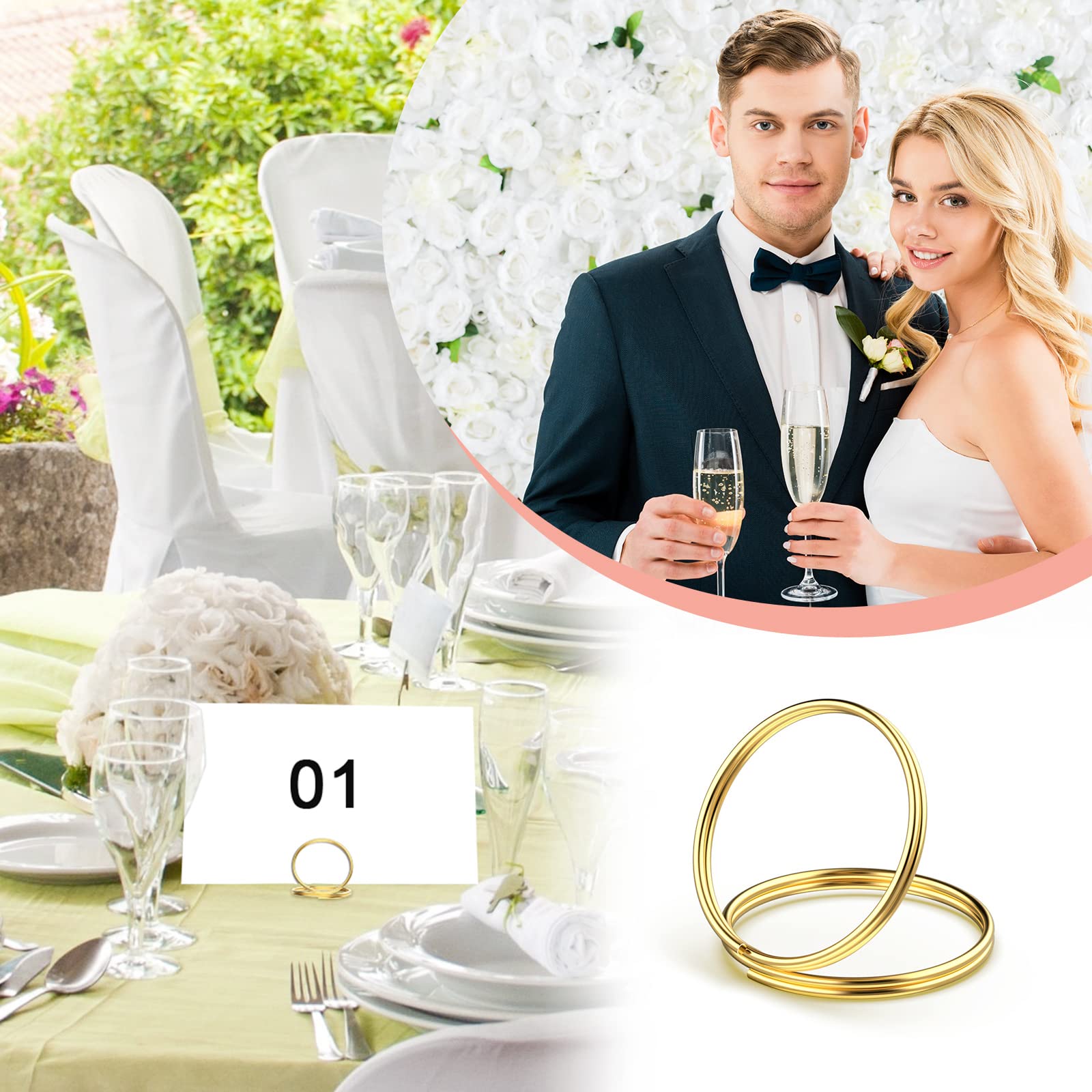 Zhengmy Tischkartenhalter Set - 50 Stück Goldfarbene Metall-Ständer Für Partys & Events