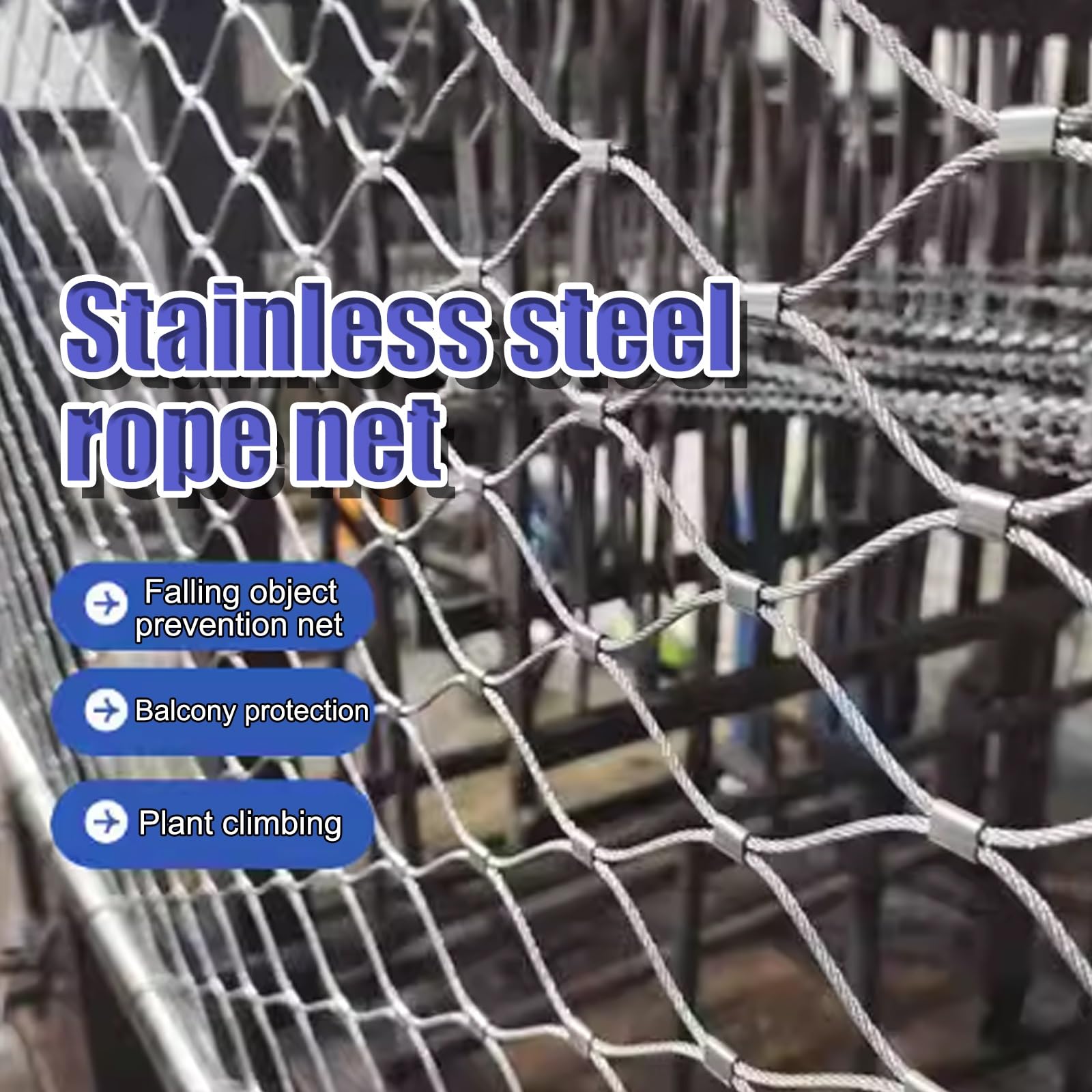 Rete di sicurezza flessibile in metallo resistente, griglia di sicurezza multiuso, per balconi e scale, 6 x 0,7 m, pannello di protezione per animali domestici e bambini, soluzione di sicurezza