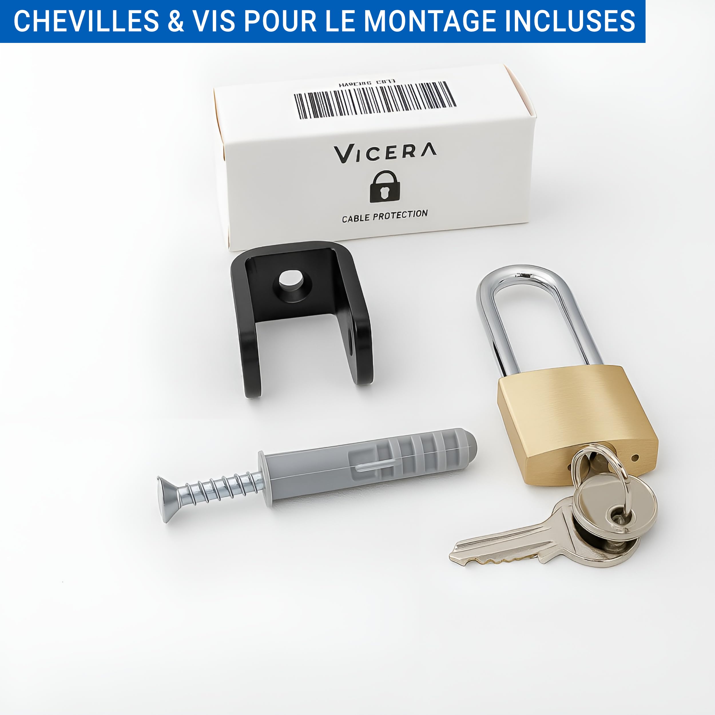 Antivol Type 2 avec Serrure - Antivol pour câble de Recharge sur la Wallbox, adapté aux câbles jusqu'à 22 mm de diamètre
