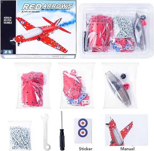 Miniatura 5 de STEM - Kit de avión de modelo ensamblado, 201 piezas STEM Proyectos Kits de construcción de aviones para niños de 8 a 12 años, kit de modelo