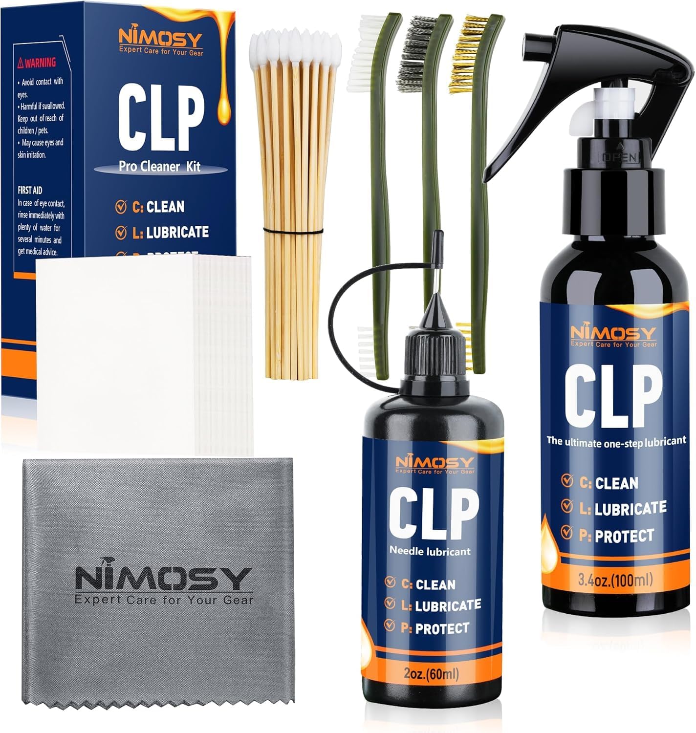 Gun Cleaning Oil Kit-Includes 3.4oz Gun Oil 2oz Needle Lubricant, Gun Brushes Reusable Cloth Swabs and Patches,Gun Accessories Cleaner for Men, Rifle Pistol Firearm Maintenance Gifts