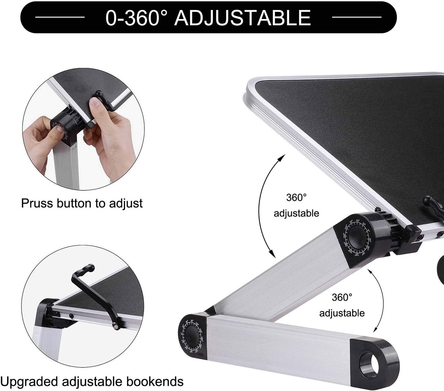 Book Stand, RAINBEAN Book Holder Adjustable Height & Angle Ergonomic with Page Paper Clips for Reading Big Heavy Textbooks Music Books Tablet Cook Recipe Hands Free (Black)