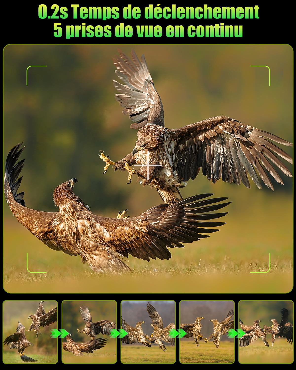 4K 64MP Caméra de Chasse Solaire avec 5000mAh Batterie Rechargeable, Camera Chasse, 850nm LED Camera Infrarouge Vision Nocturne Animaux Caméra
