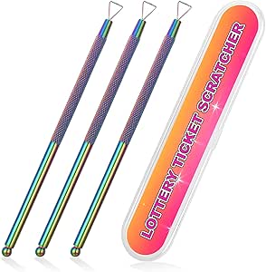 Lottery Ticket Scratch-off Tray With Hidden Scratcher Holder, Metal Scratcher Tool Included