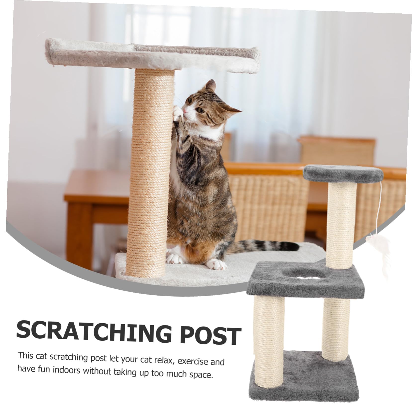 Torre Tiragraffi per Gatti Resistente all Usura Integrati Piattaforma Multifunzione per Giochi e Riposo Accessorio per Gatti Indoor con Pallina Sospesa per Proteggere Mobili e