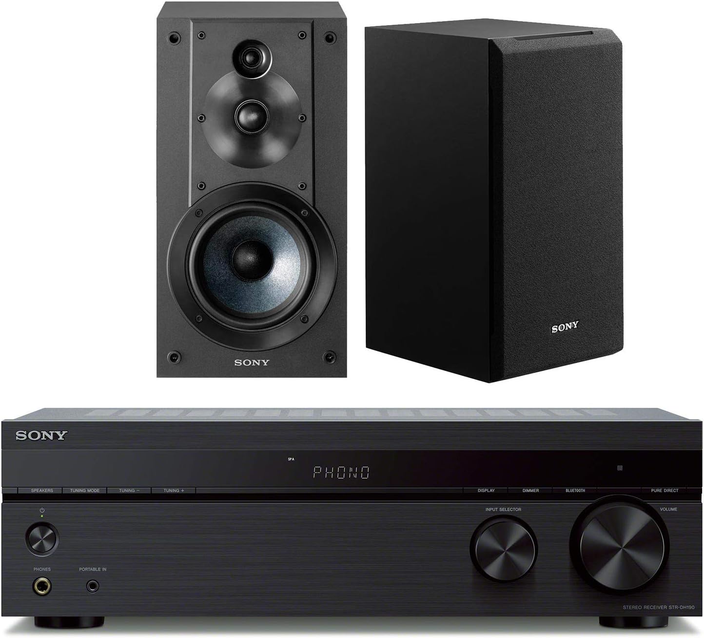 Sony STRDH190 2 Channel Bluetooth Stereo Receiver Bundle with Sony SSCS5 3Way 3Driver