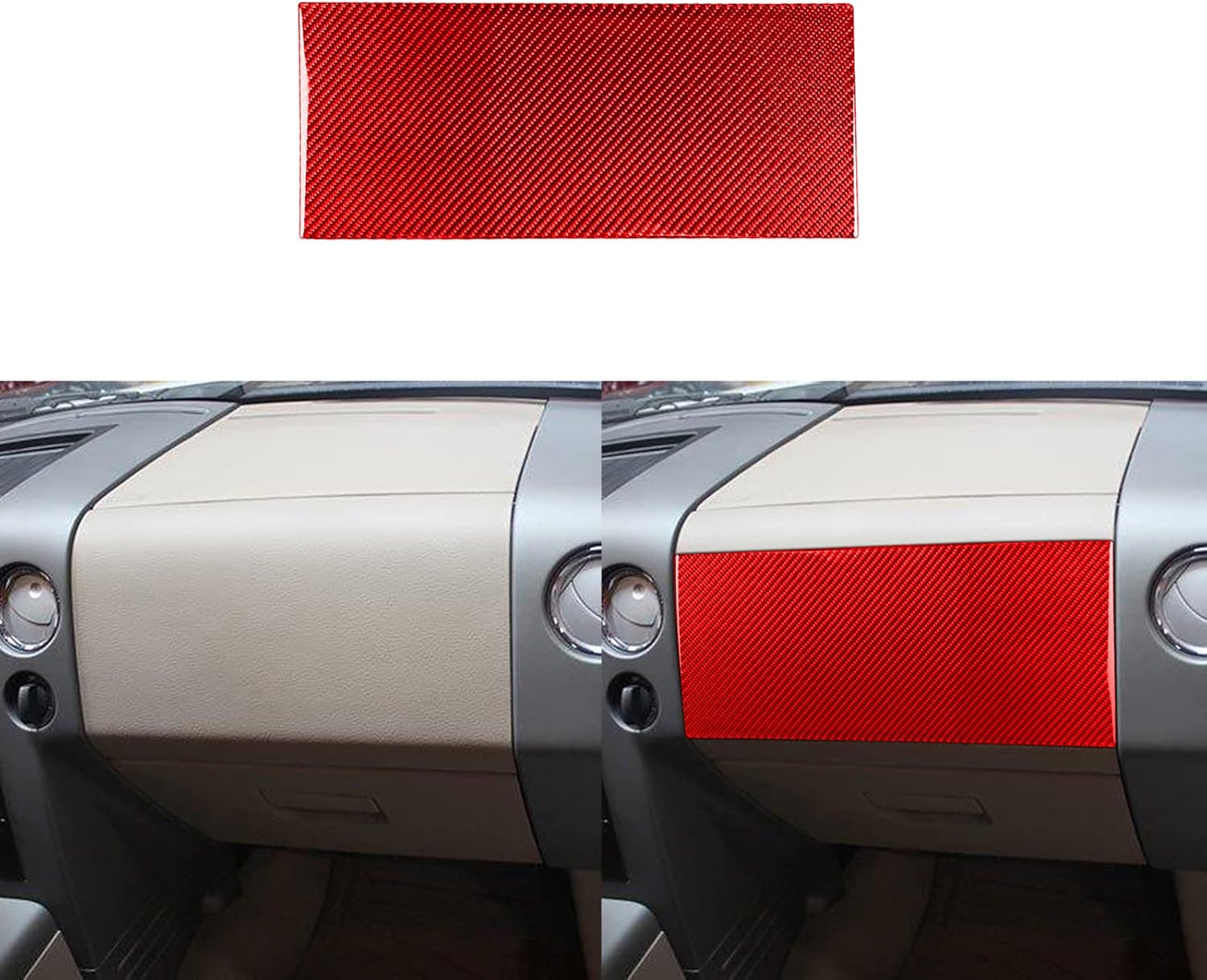 Car Copilot Dashboard Glove Box Panel Trim Cover Sticker Real Carbon Fiber Compatible with F150 2004 2005 2006 2007 2008 Auto Interior Accessories red