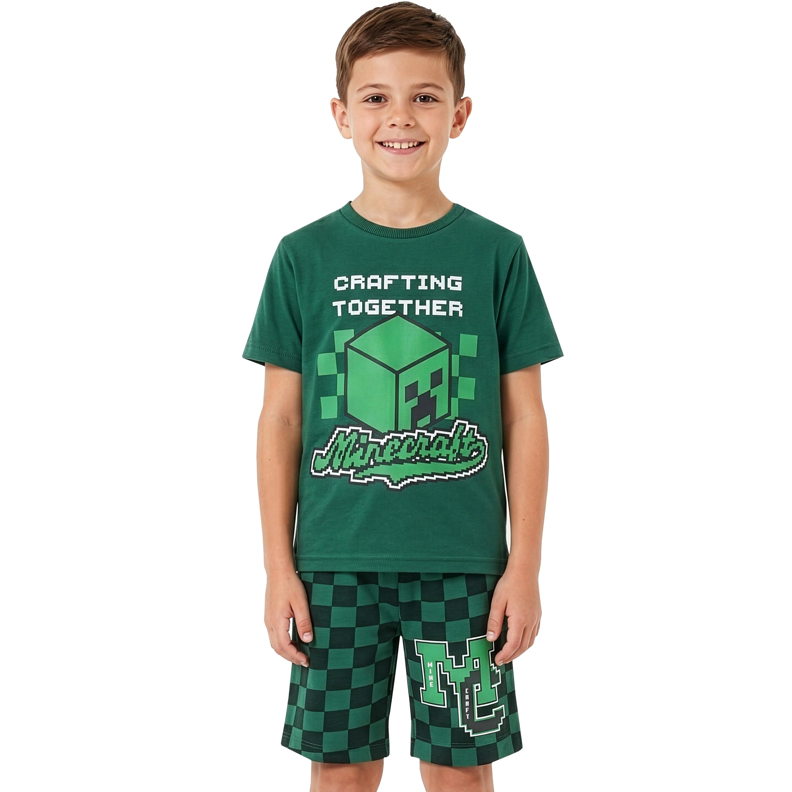 MINECRAFT Pigiama Bambino, Pigiami Ragazzo Creeper, Pigiama Bambino Manica Corta