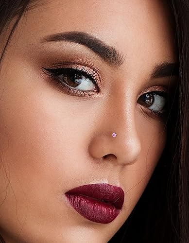 Miniatura 3 de Akeoqi 29 aros de nariz de 0.71 oz, aros de nariz de acero inoxidable, forma de tornillo de hueso en L, circonita cúbica, mariposa, serpiente,