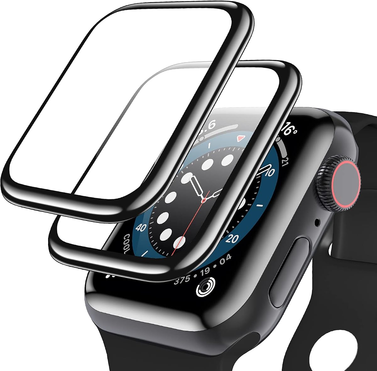 geekboy 2 Pack Glass Screen Protector for Apple Watch Series 6/SE/5/4, 40mm | 3D Curved Edge Full Coverage Protective Cover, Anti-Scratch 9H Hardness Bubble-Free HD Clear Film for iWatch 40mm