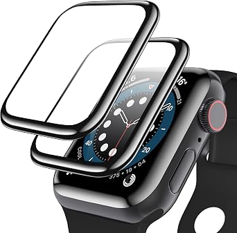 [2 Pack] Geekboy Tempered Glass Screen Protector for Apple Watch Series 6/SE/5/4, 3D Curved Edge Full Coverage Protective Cover, Anti-Scratch 9H Hardness Bubble-Free HD Clear Film for Apple Watch 44mm