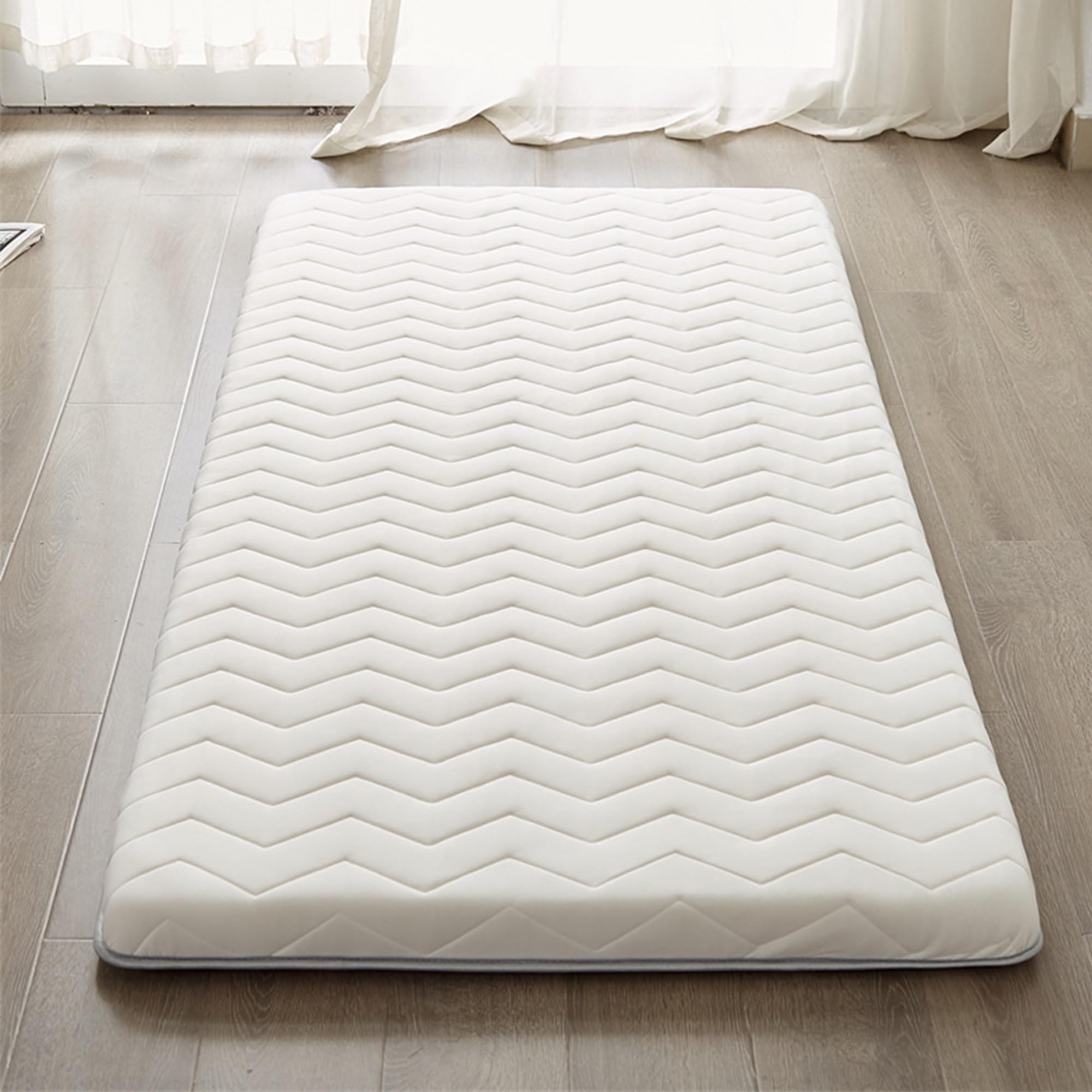 GUOIOOI Japanese Floor Futon Mattress latex mattress,Folding Tatami Mat Sleeping Pad,Boys Girls Dormitory Thicken Mattress, Roll Up Floor Bed for Guest(White,80x180cm/31x71inch)