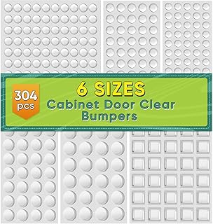 ONUEMP 304pcs Cabinet Door Bumpers Clear, Adhesive Rubber Feet Silicone, Sound Dampening Door Slam Stopper Non Slip Furniture Pads Wall Protector for Cutting Board, Drawers, Glass Cabinet