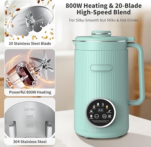 Miniatura 3 de Máquina para hacer leche de soja de 35 onzas 8 en 1 para leche de avena, bebidas veganas, licuadora de alimentos para bebés, máquina de leche a base
