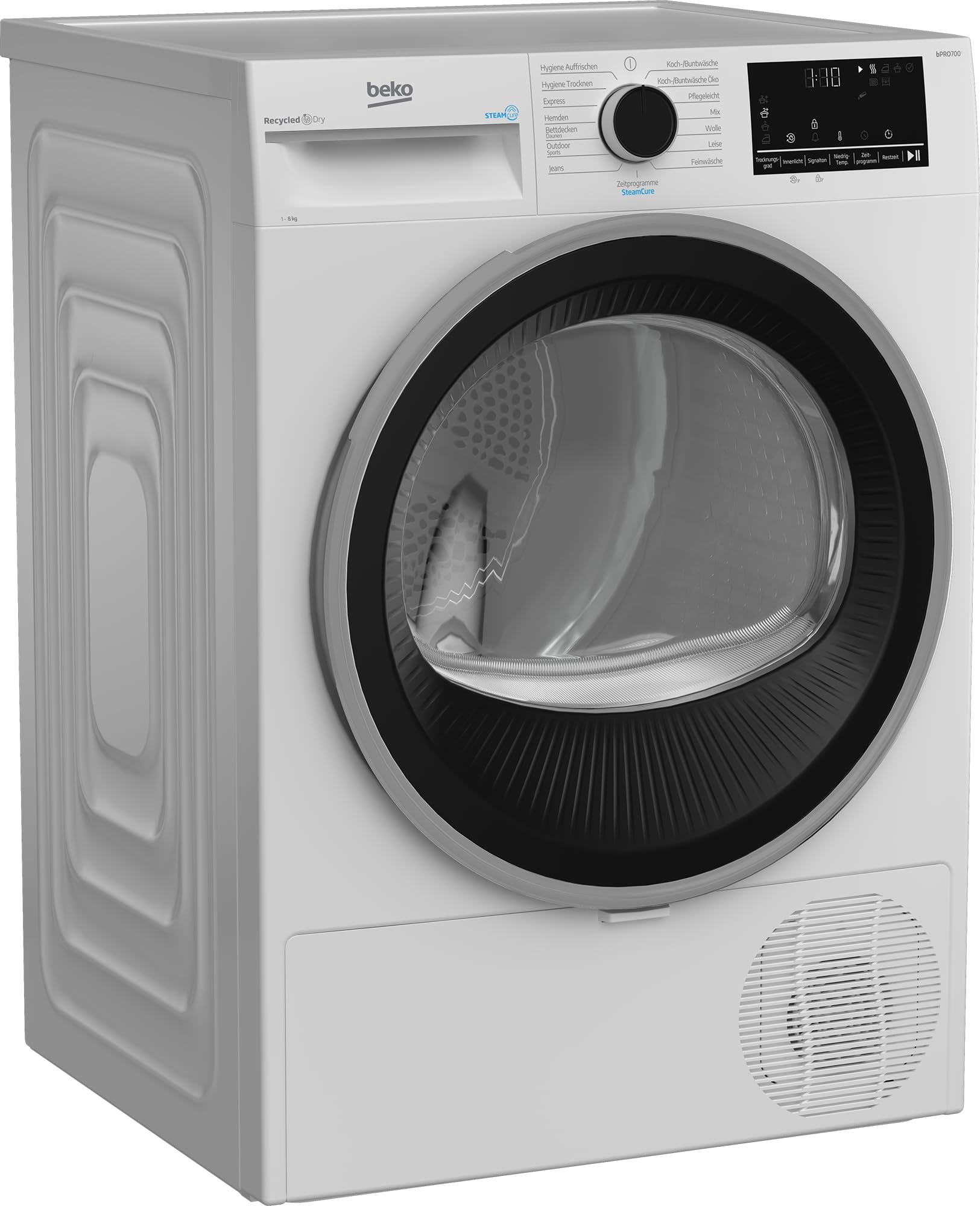 Beko B5T68219 Wäschetrockner, 8 kg, Frontlader Wärmepumpentrockner, 15 Programme, Kondenstrockner, Säulenfähig, Aquawave Schontrommel, Weiß