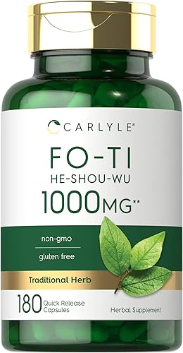 Carlyle Fo-Ti 1000mg | 180 Cápsulas | Raíz de He-Shou-Wu | Hierba tradicional | Suplemento sin OMG y sin gluten