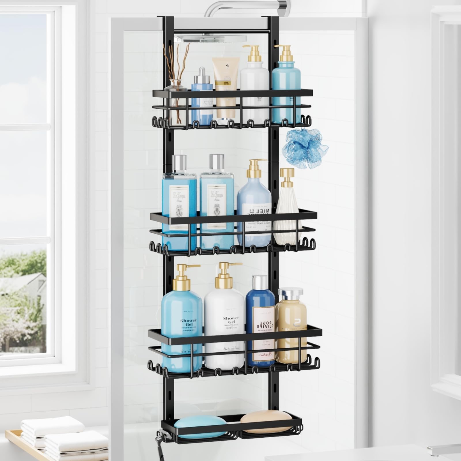 Photo 1 of SWTYMIKI 4-Tier Hanging Shower Caddy - Black