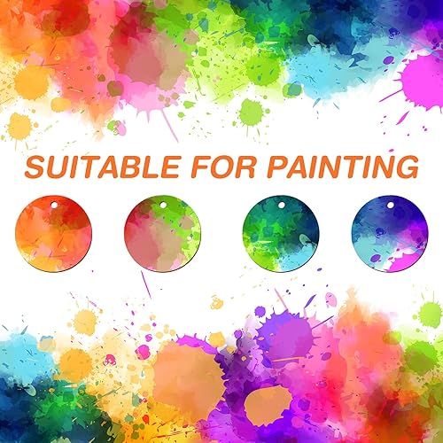 Miniatura 6 de 100 círculos redondos de madera sin terminar con agujeros, discos redondos de madera para manualidades, recortes circulares de madera natural en