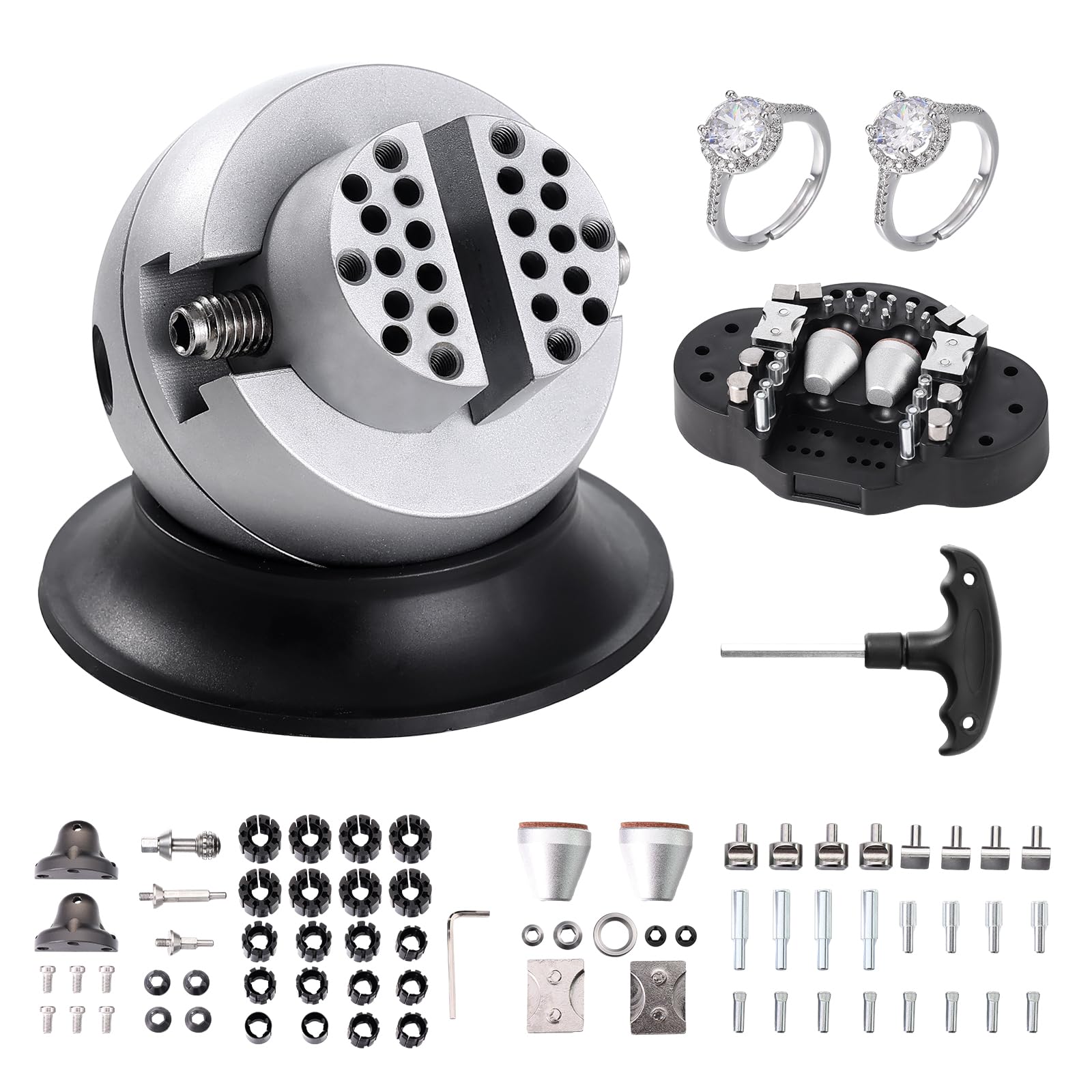 VEVOR Ball Vise, 3" Engraving Setting Tool, 360° Rotation Engraving Block Vise, 70 PCS Attachment Jewelry Engraving Block Tools Standard Block for