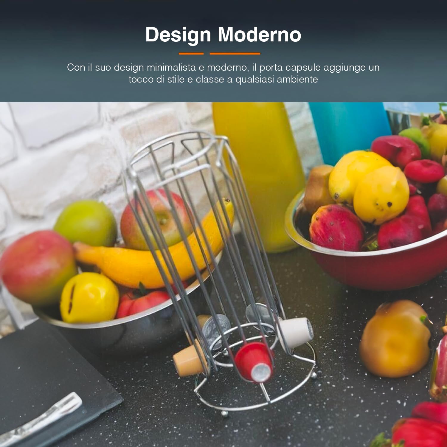 Porta Capsule Nespresso Rotondo In Metallo - Organizer Da 30 Cialde, Argento 12.3x25cm - Foto 6