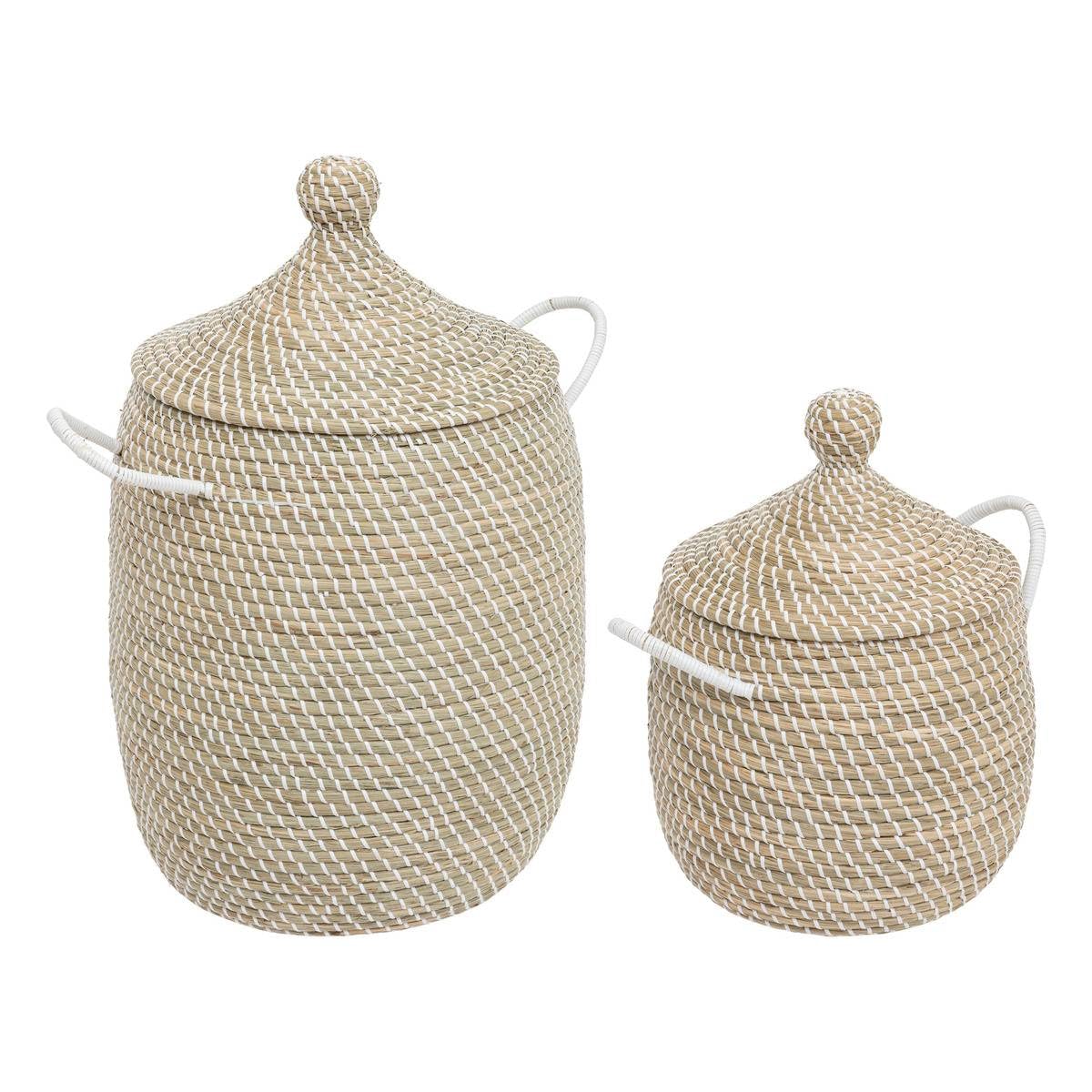 Set mit 2 Körben 'Soleya' aus Stroh, Ø 30 cm und Ø 39 cm