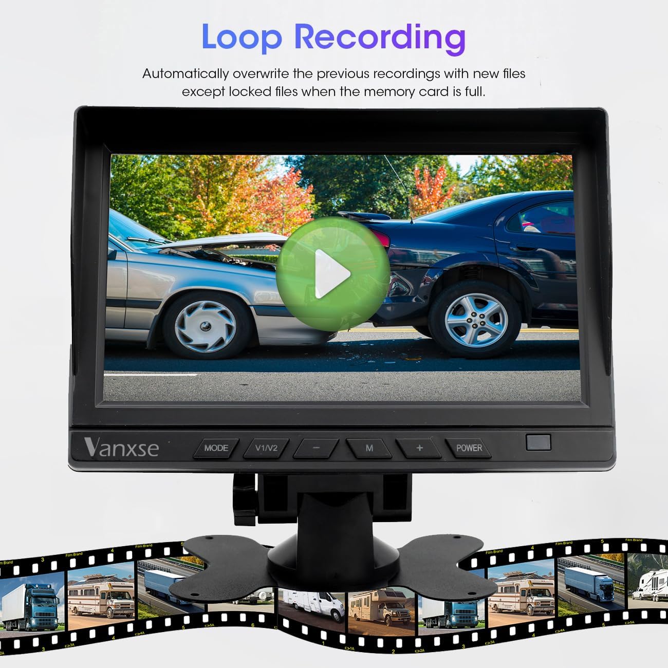 HD Wired RV Backup Camera System Kit,7 inch IPS Dual Split Screen Monitor DVR Recording IP69 Waterproof 1080P Front View Rear View Reverse Cameras Parking Lines for Truck/Semi-Trailer/Box Truck image 3