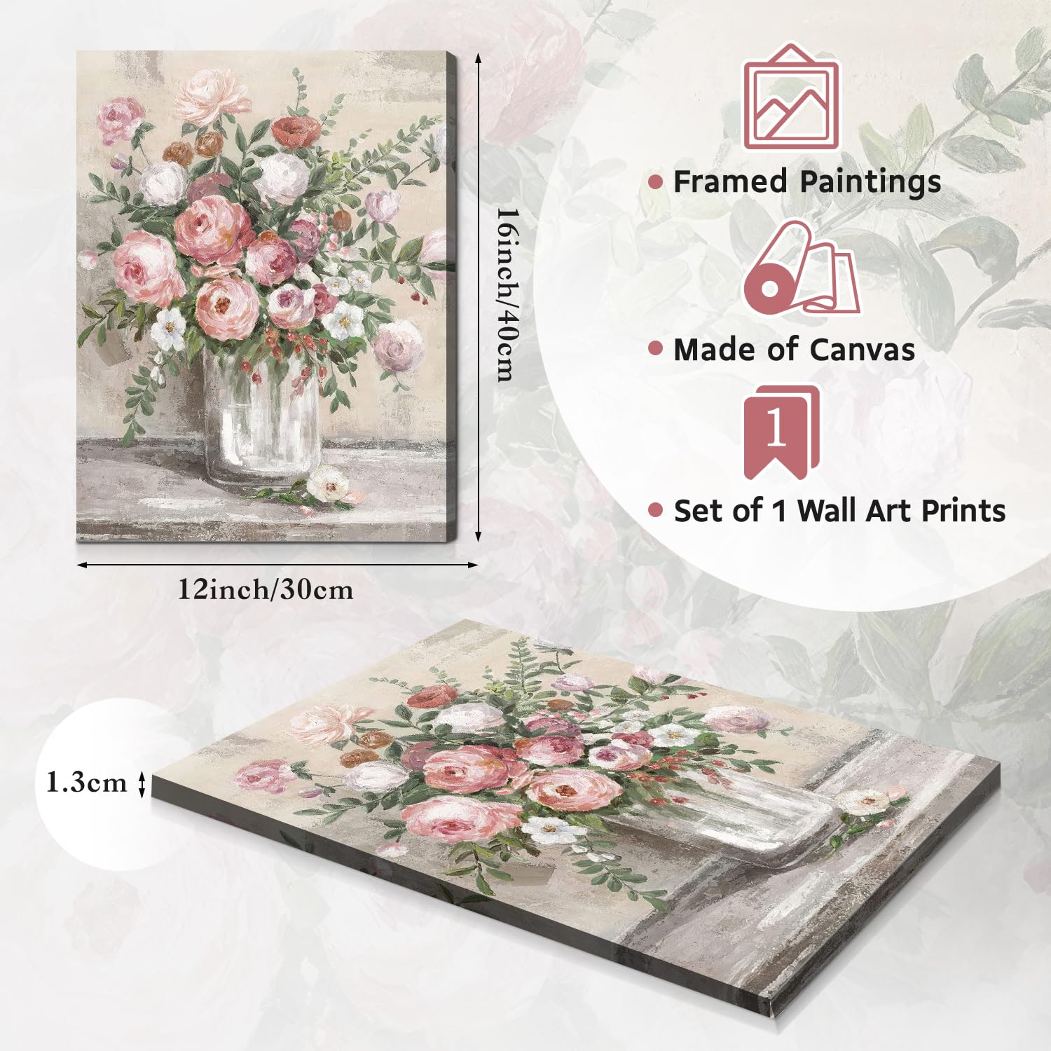 Dazzlewall Daisy Bloemen Kunst Aan De Muur, Wijnoogst Rustieke Botanische Canvas Afdrukken voor Keuken Boerderij Badkamer Inrichting 30X40 cm Niet Ingelijst