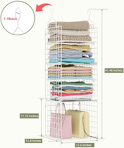 Miniatura 3 de X-cosrack Organizador y almacenamiento para colgar en el armario, estantes colgantes de 5 niveles, cesta organizadora de estante de armario de