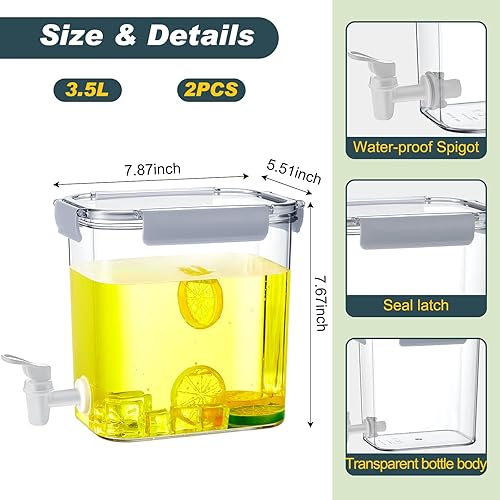 Miniatura 2 de Irenare 2 dispensadores de bebidas de plástico con grifo dispensador de bebidas con tapa de bloqueo, dispensador de limonada de jugo helado,