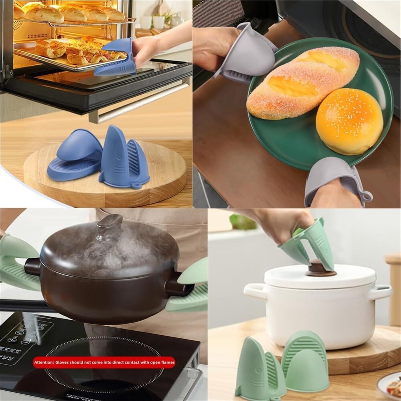 Rękawice Kuchenne, Rękawice Kuchenne Izolowane Silikonem Z Klipsem Do Gotowania I Pieczenia W Frytkownicy Pieczenia(Black,12cm)