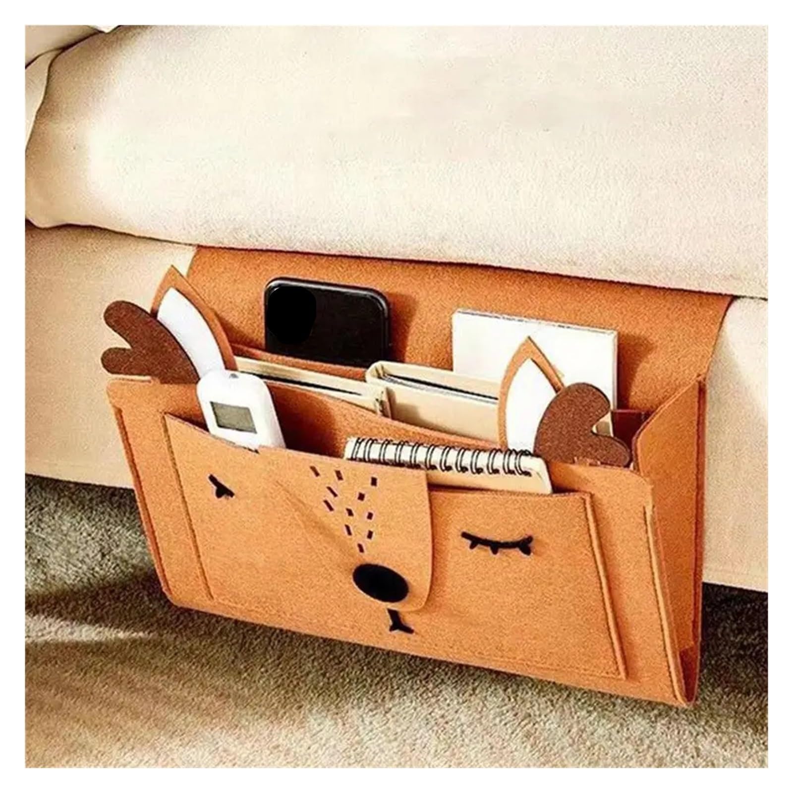 Betttasche Nachttisch-Organizer aus Filz mit Tiermotiv, rutschfeste Nachttischtasche, Seitentasche for Bett, Sofa, for Aufhängen, Couch-Aufbewahrung, Betthalter, Taschen for das Bett Für Betten, Sofas