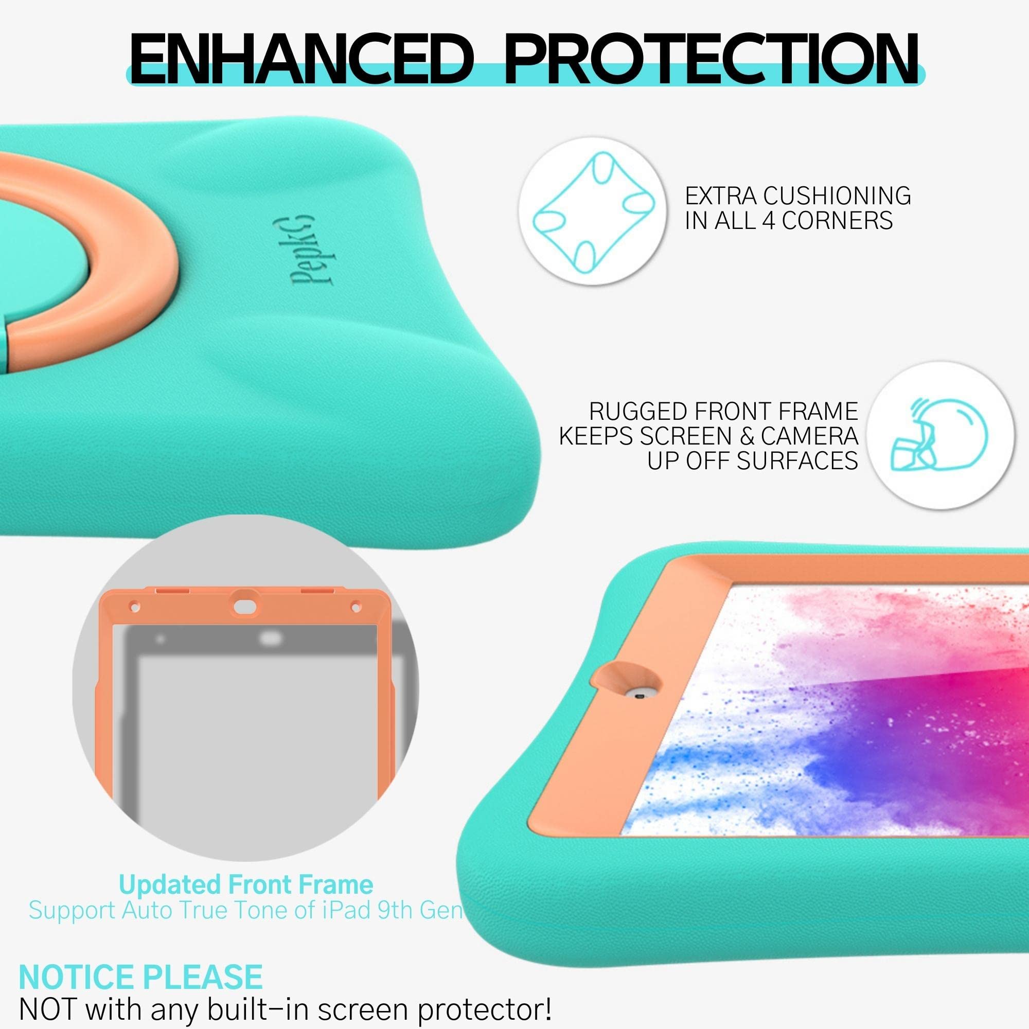 Amazon.com: PEPKOO 兒童保護套適用於iPad 第9 屆第7 代10.3 吋2021