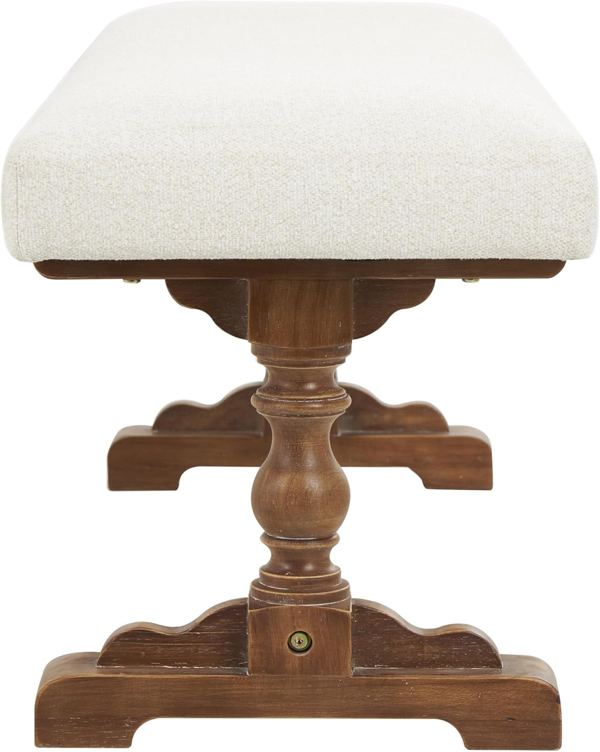 Deco 79 Fabric Home Bench Entryway Bench with Brown Turned Legs, Bedroom Bench 48" x 17" x 18", Cream