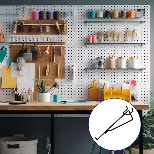 Miniatura 6 de 24 ganchos de metal para tablero de clavijas de 6 pulgadas, ganchos para estante de herramientas, organizador de tablero de clavijas para soportes