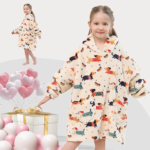 Miniatura 80 de Wearable Blanket Hoodie for Kids Oversized Sherpa Blanket Hoodie for Kids Boys Girls Teens 6-13YR,Navy Shark