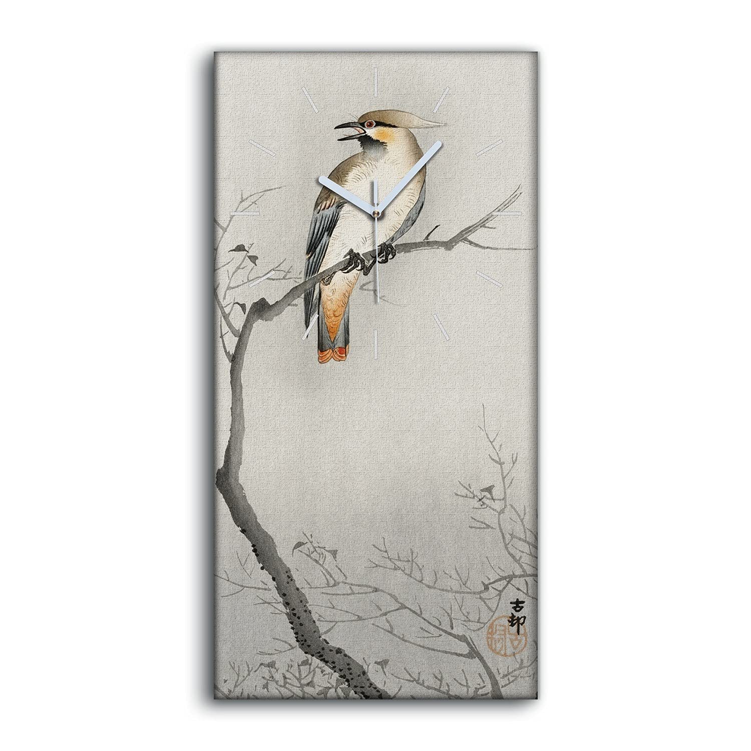 Horloge sur toile sans bruit oiseau art mural salon
