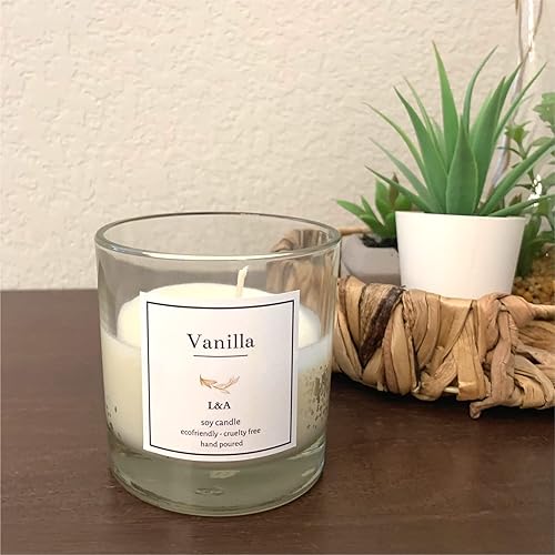Miniatura 3 de Velas aromáticas perfumadas de soja vainilla. Hecho a mano en tarro de vidrio cubierto. Perfecto para regalo, decoración y fiestas.